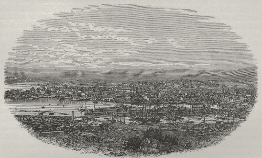 CHRISTIANIA. Christiania 1882 old antique vintage print picture